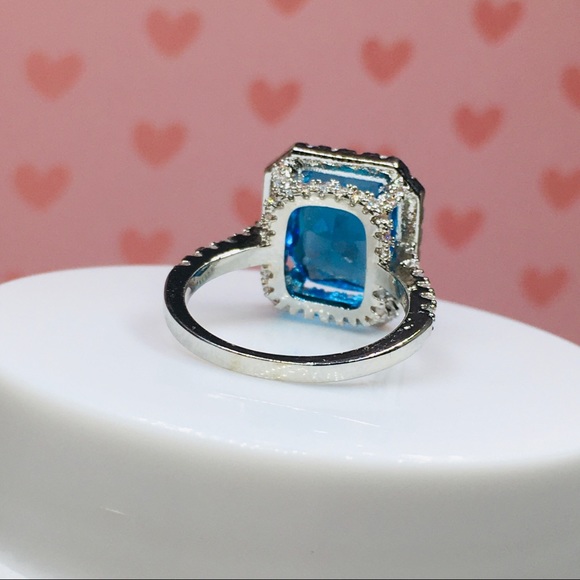 ❌ SOLD ❌ 14k white gold blue diamond ring halo - Picture 9 of 13